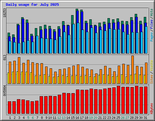 Daily usage for July 2025