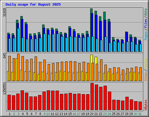 Daily usage for August 2025