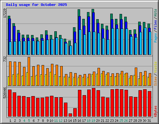 Daily usage for October 2025